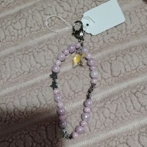 Handmade Lilac Beaded Keychain/Bag Charm with Star Accents